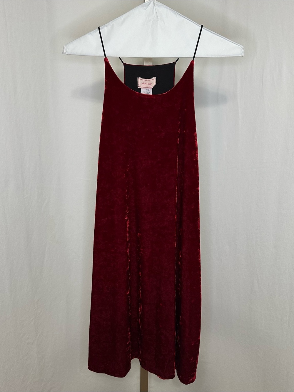 love...ady red Velvet Slip Dress with Spaghetti Straps